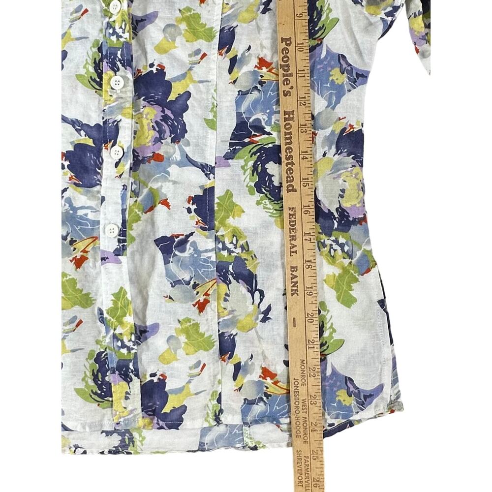 Harve Benard Womens‎ Linen Blend Top Size Large Watercolor Floral Button Up - Picture 7 of 9